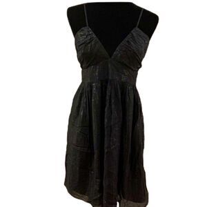 Forever 21 Strappy Metallic Silver & Black Mini Dress Empire Waist Size Medium